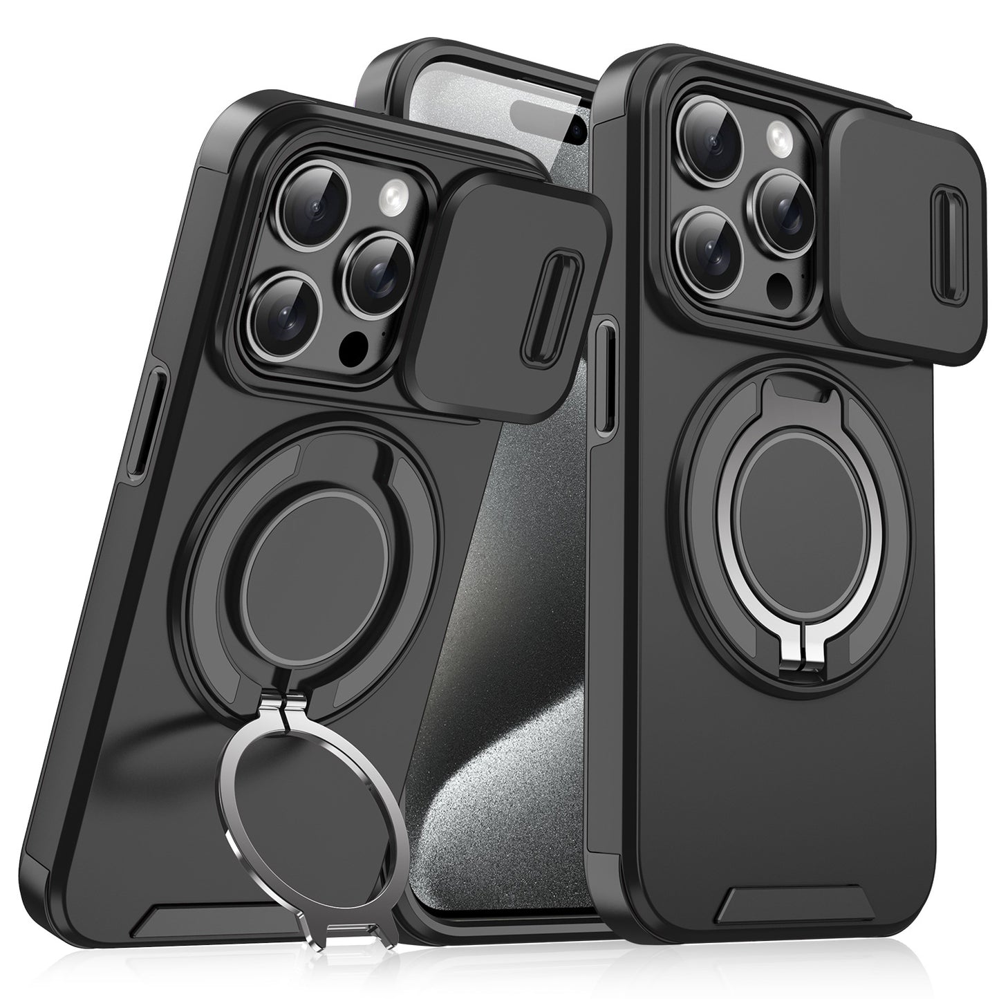 Magnetic Sliding Window Phone Case for iPhone 11 to 17 Pro Max