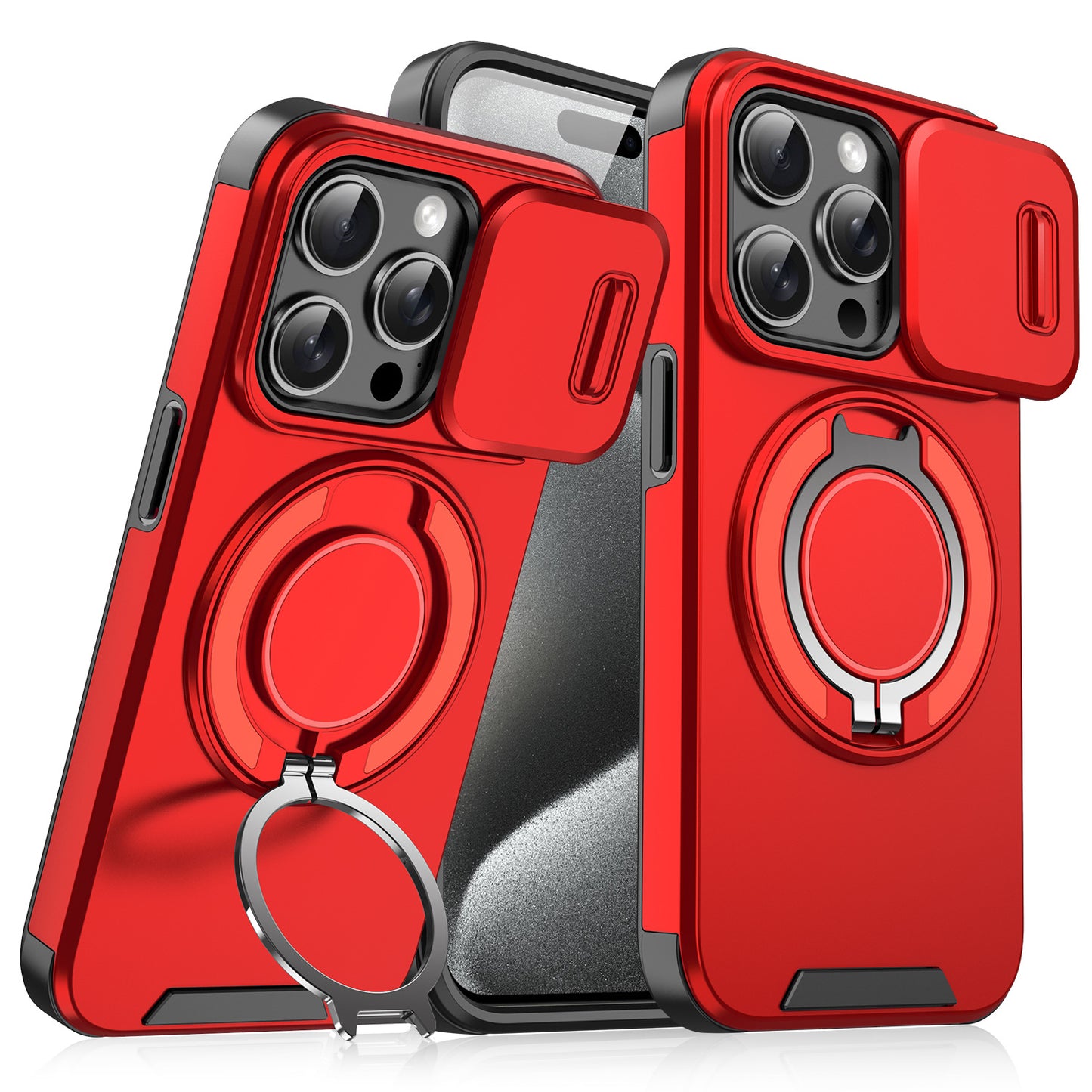Magnetic Sliding Window Phone Case for iPhone 11 to 17 Pro Max