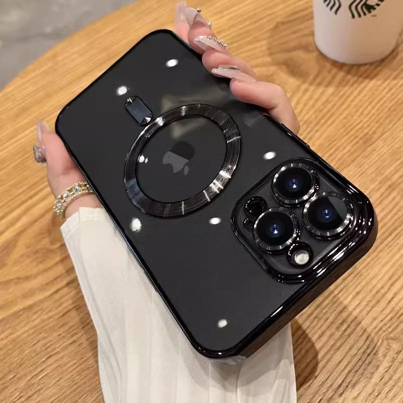 Electroplated Magnetic Phone Case for iPhone Transparent Anti-Fall Cover